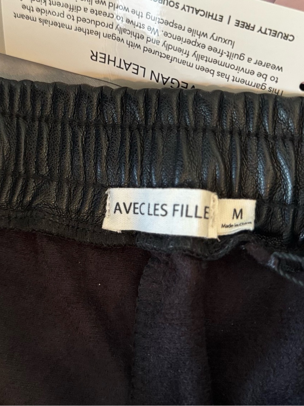 AVEC LES FILLES Black Vegan Faux Leather Jogger Pants Joggers - Picture 14 of 16